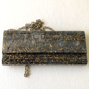 Sondra roberts glitter beige black clutch